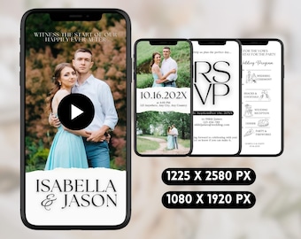 Video Invite for Wedding Invitation with RSVP, Reception Digital Invitation Template Save the Date Electronic Invite Wedding Announcement