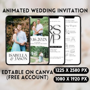 Animated Wedding Invitation with RSVP, Reception Digital Invitation Template Save the Date Electronic Invite Wedding Announcement Video