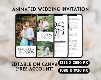 Animated Wedding Invitation with RSVP, Reception Digital Invitation Template Save the Date Electronic Invite Wedding Announcement Video