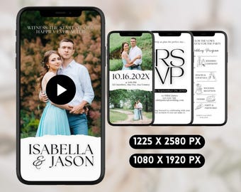 Wedding Video Invitation with RSVP Wedding Program Digital Invitation Template Save the Date Electronic Invite Wedding Announcement Video