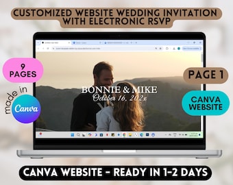 Custom Wedding Invitation Website with RSVP Modern Wedding Reception Online Invite, Made to Order Electronic Personalized Canva Website