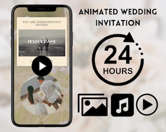 Made to Order Wedding Video Invitation with Music, Custom Video Invite with Sound, Customized Mobile Invitation for Wedding with RSVP