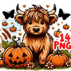 14 Halloween Cute Highland Cow Png, Retro Halloween Png, Ghost Cows Png, Funny Cow Png, Spooky Season, Cow Halloween Png, Cow Halloween png