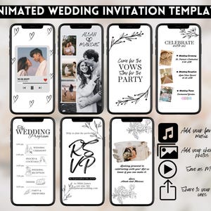 Wedding Invitation Video Save the Date Template Customize Canva Invite Digital Wedding Announcement with RSVP, Add Your Own Photos & Music