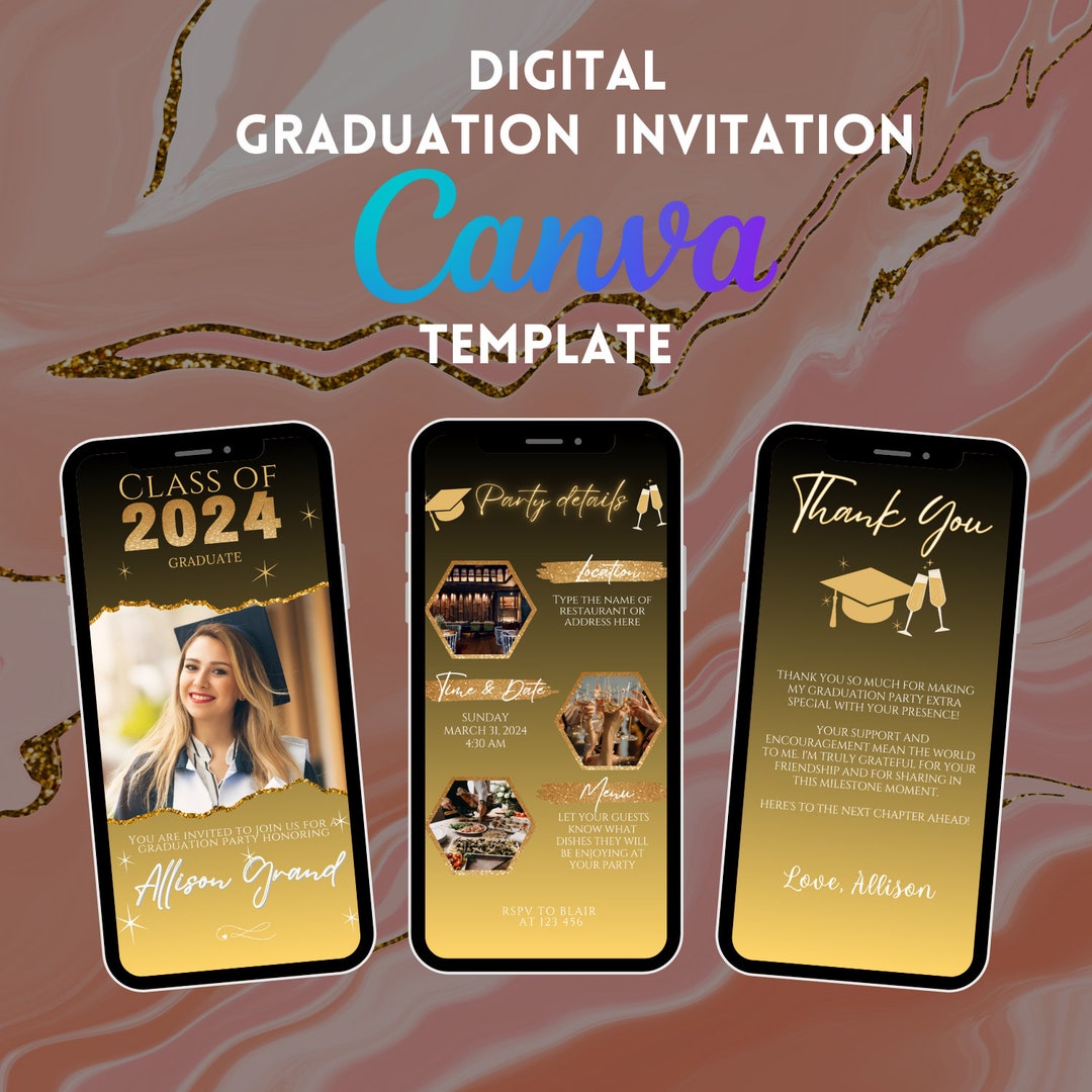 Animated Graduation Canva Template, Digital Graduation Invitation