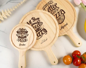 Personalized Wooden Pizza Tray, Custom Engraved Pizza Tray, Pizza Tray for Home, Gifts for Pizza Lovers, Gifts for Dad, 6" to 12"