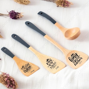 Custom Engraved Wooden Spoon, Personalized Engraved Wooden Spoon,Kitchen Wooden Spoon Set,Housewarming Gift,Christmas Gift,Personalized Gift