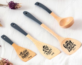 Custom Engraved Wooden Spoon, Personalized Engraved Wooden Spoon,Kitchen Wooden Spoon Set,Housewarming Gift,Christmas Gift,Personalized Gift