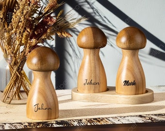 Personalized Mushroom Wooden Salt and Pepper Grinder, Wood Pepper Grinder, Handcrafted Salt and Pepper Mill,Salt and Pepper Shaker