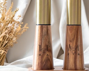 Personalized Wooden Salt and Pepper Grinder, Wood Pepper Grinder, Handcrafted Salt and Pepper Mill,Salt and Pepper Shaker
