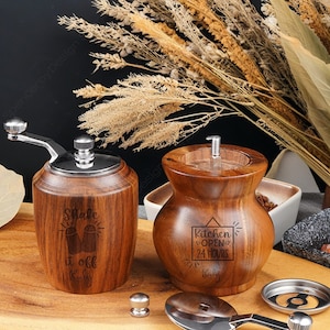Personalized Wooden Salt and Pepper Grinder, Wood Pepper Grinder, Handcrafted Salt and Pepper Mill,Salt and Pepper Shaker
