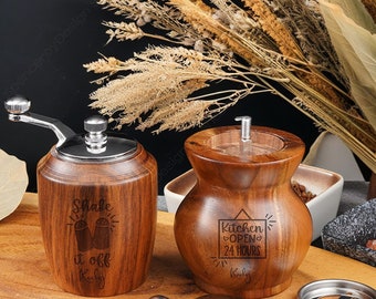 Personalized Wooden Salt and Pepper Grinder, Wood Pepper Grinder, Handcrafted Salt and Pepper Mill,Salt and Pepper Shaker