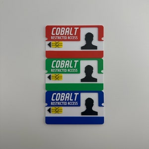 Roest kobalt keycardset | Rood Blauw Groen Keycards | Spelreplica | Gamercadeau