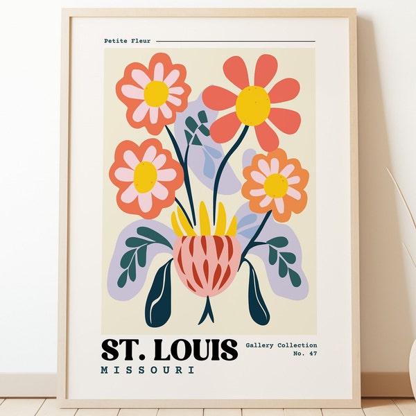 St. Louis, Missouri Travel Print | St. Louis, Missouri Poster | Retro Travel Poster | Gallery Wall Art | Botanical Print |  Eclectic Vintage