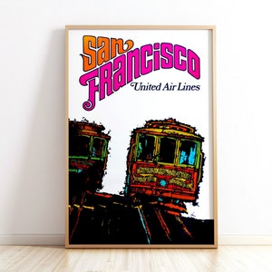 United Airlines San Francisco Poster 1960s Retro Travel Print Gift For Pilot Crew Decor Aviation Wall Art Home Office United Crew SFO Poster