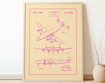 Vintage vliegtuigpatentprint | Vliegtuigposter 1943 (digitaal bestand)