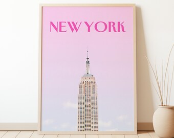 Cartel de viaje retro de Nueva York / Galería de arte de pared / Impresión ecléctica / Arte de pared colorido / Estética retro / Impresión de viaje / Impresión de Nueva York