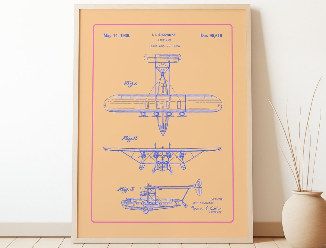 Vintage Airplane Patent Print | Retro Aviation Art (digital File) - Etsy