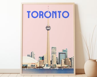 Cartel de viaje retro de Toronto / Galería de arte de pared / Impresión ecléctica / Arte de pared colorido / Estética retro / Impresión de viaje / Impresión de Canadá