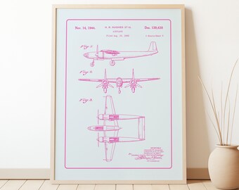 Vintage vliegtuigpatentprint | 1944 Retro luchtvaartkunst (digitaal bestand)