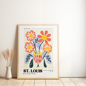 St. Louis, Missouri Travel Print St. Louis, Missouri Poster Retro Travel Poster Gallery Wall Art Botanical Print Eclectic Vintage image 2