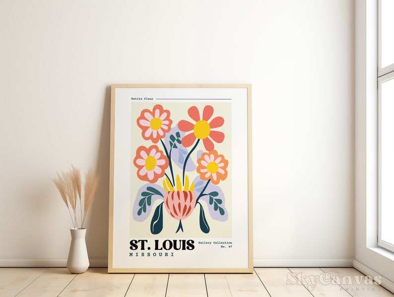 St. Louis, Missouri Travel Print St. Louis, Missouri Poster Retro Travel Poster Gallery Wall Art Botanical Print Eclectic Vintage image 2