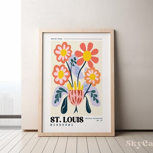 St. Louis, Missouri Travel Print St. Louis, Missouri Poster Retro Travel Poster Gallery Wall Art Botanical Print Eclectic Vintage image 7