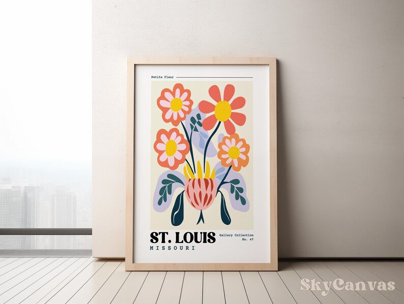 St. Louis, Missouri Travel Print St. Louis, Missouri Poster Retro Travel Poster Gallery Wall Art Botanical Print Eclectic Vintage image 7