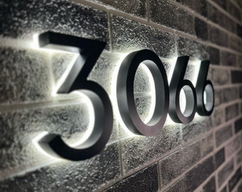 Personalized Solar Backlit LED House Numbers: Modern Address Sign