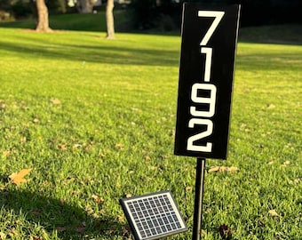 Solar Illuminated Metal House Number Sign: Custom Address Lawn Sign