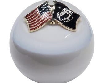 American Flag and Pow-mia Flag Shift Knob ~ White