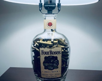 Four Roses bourbon bottle lamp