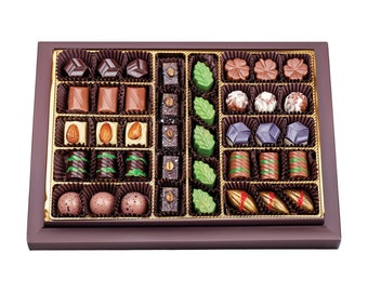 Caja de surtido de chocolate hecha a mano de lujo, regalo gourmet de cacao oscuro y con leche con certificación Halal para ocasiones especiales y regalos,Caja de regalo