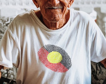 Aboriginal People (Indigenous Australians) Flag On A Fingerprint T-Shirt