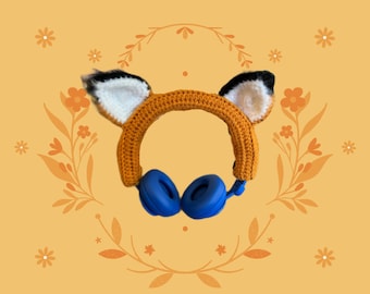 Fox ear headphone cover crochet pattern