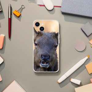 Curious Gaze: Elk Portrait with a Smile Phone Case iPhone 14
