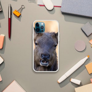 Curious Gaze: Elk Portrait with a Smile Phone Case iPhone 12 Pro
