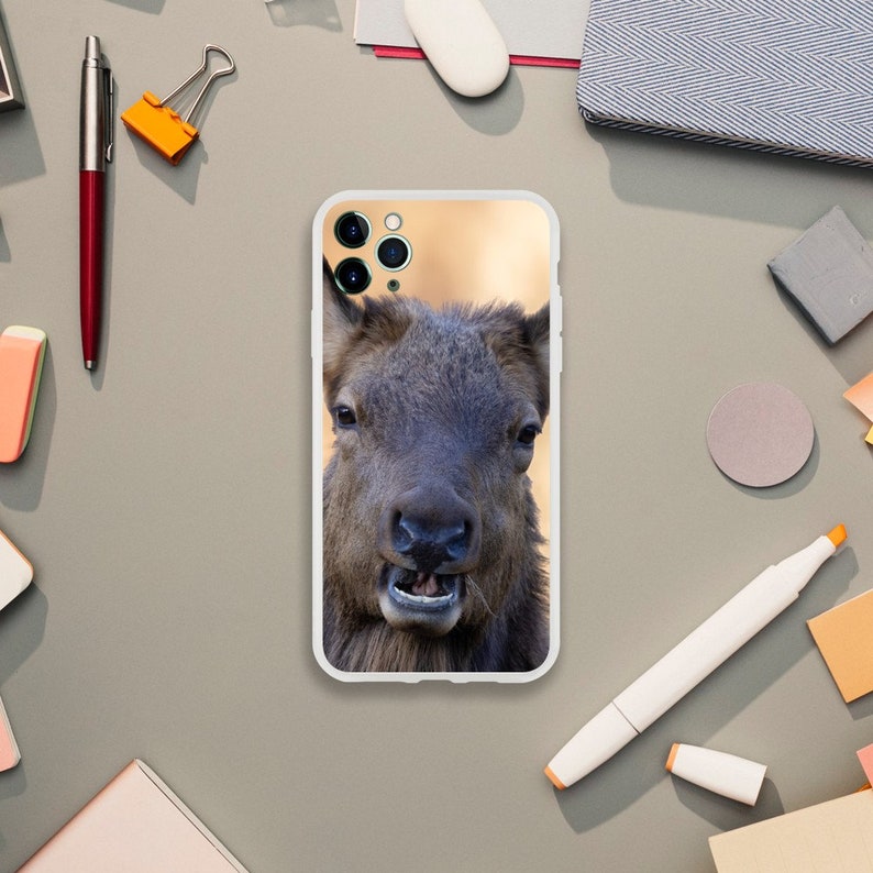 Curious Gaze: Elk Portrait with a Smile Phone Case iPhone 11 Pro Max
