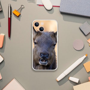 Curious Gaze: Elk Portrait with a Smile Phone Case iPhone 13 Mini