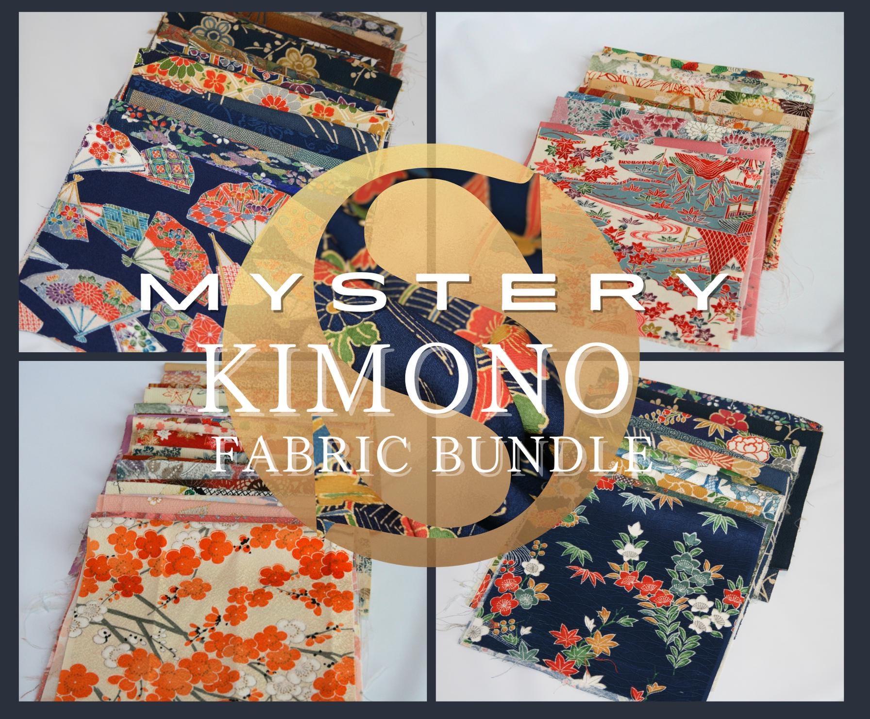 Mystery Kimono Silk Fabric Remnant Bundle: Japanese Textiles for Crafting