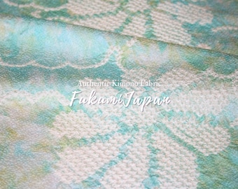 Turquoise Blue Silk Shibori Kimono Fabric Panel: Japanese Textile Remnant