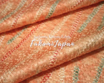 Orange Silk Shibori Kimono Fabric Panel: Japanese Textile Remnant