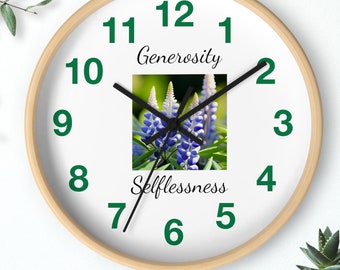 Silent Wall Clock 10'' Round Floral wall clock, Inspirational message clock for Living room Bedroom Kitchen Gym Classroom, Housewarming Gift