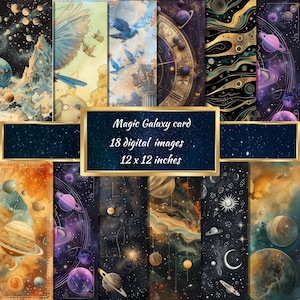 Papel digital celestial, papel imprimible para álbum de recortes de galaxias, efímeras vintage de cielo nocturno, kit imprimible de diario basura astronómico, hoja de collage