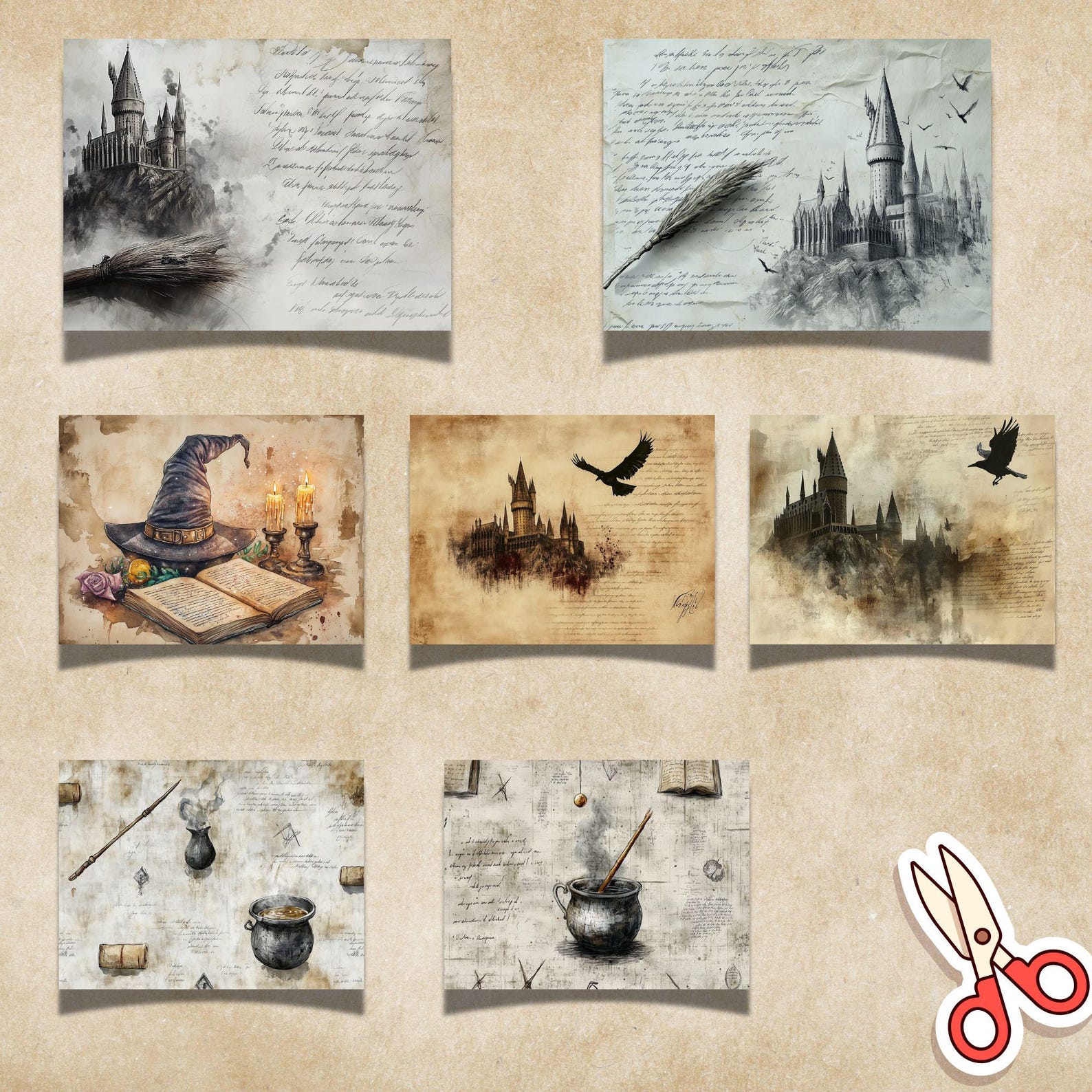 WIZARD Junk Journal Bundle, Tags, Folio Kit, School of Magic Junk ...