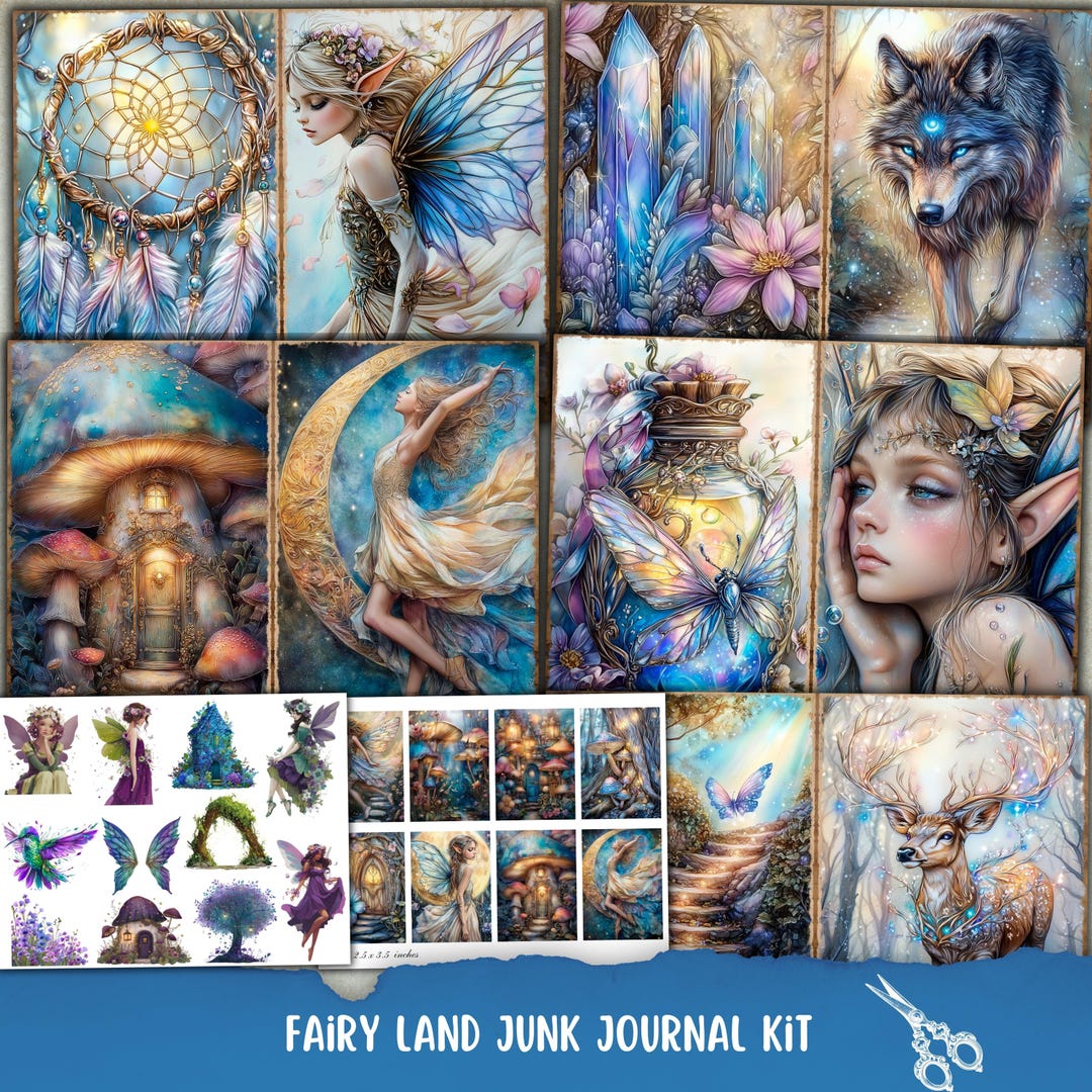 Fairy Land Junk Journal Kit, Enchanted Junk Journal Page, Scrapbooking ...