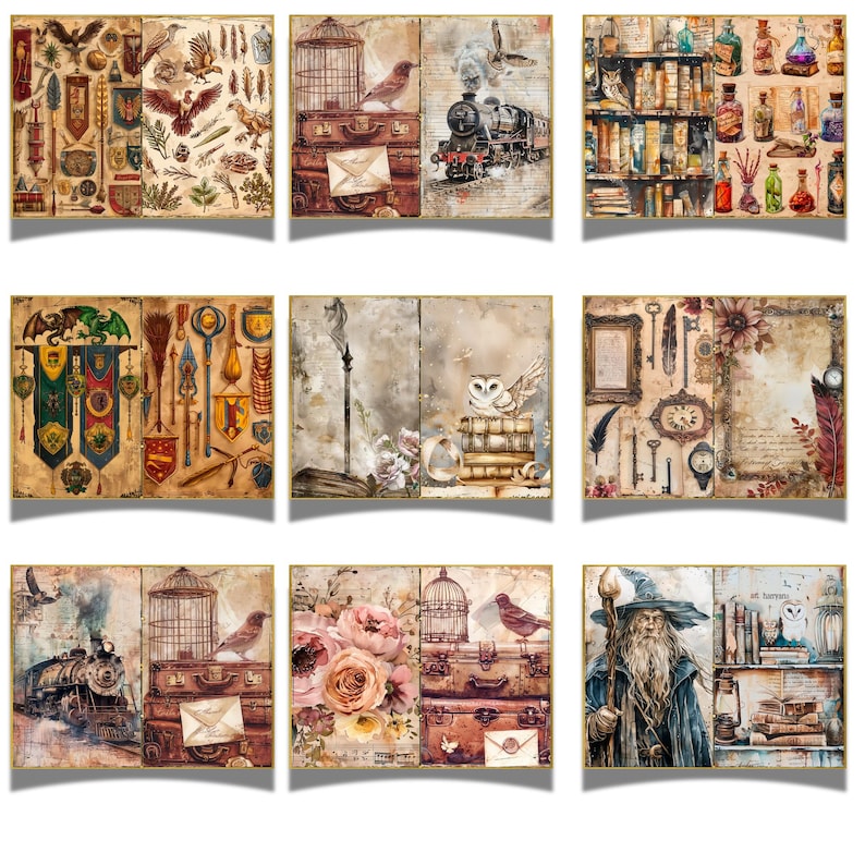 Wizard Junk Journal Kit, Wizard Digital Collage Sheets, Magic Junk ...