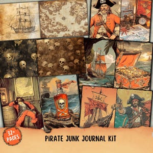 Piraten Junk Journal Kit, Nautisches Digitales Papier,Piraten Schiff, Unter dem Meer Ephemera, Marine Piratenboot, Treasure Island, Sea Art Zubehör