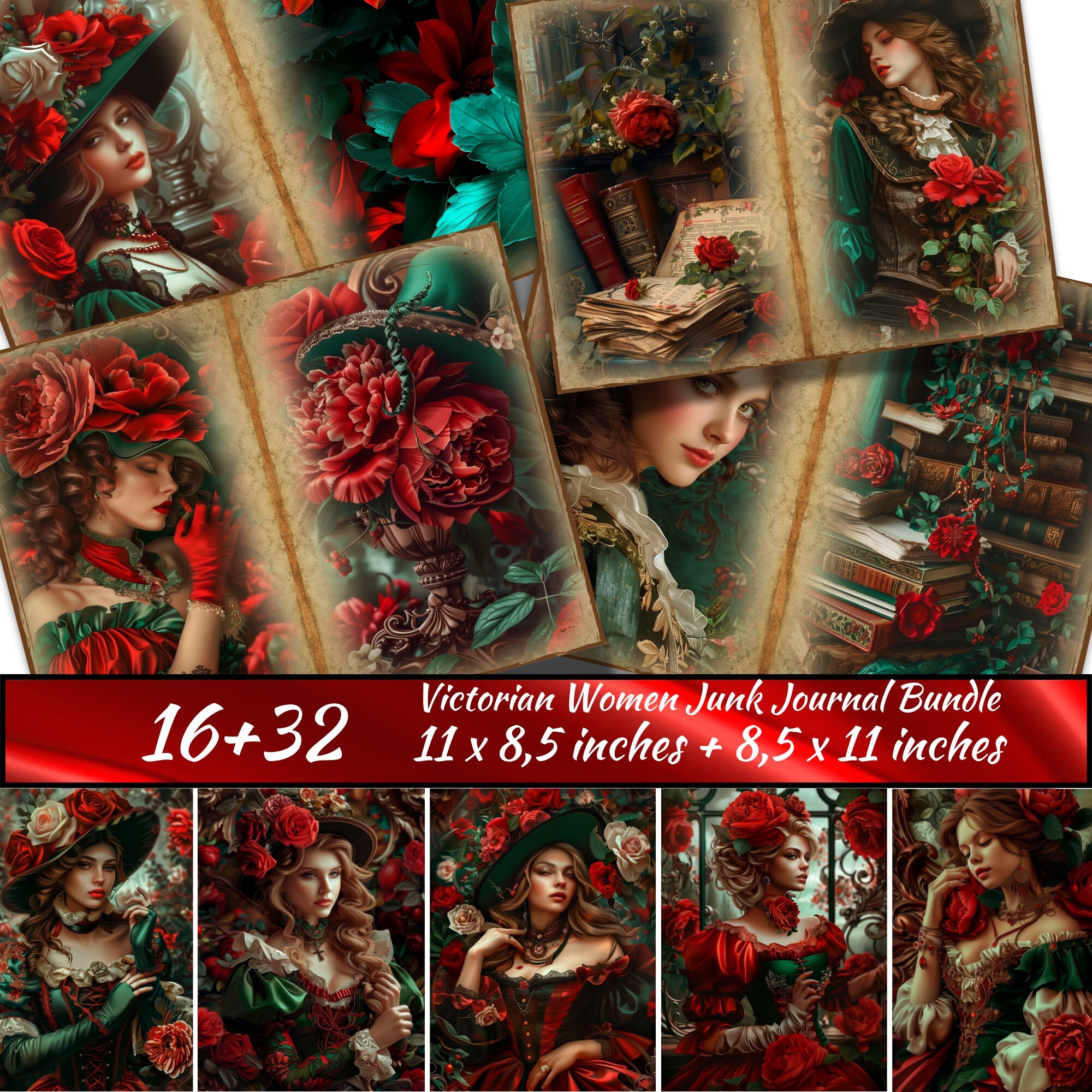 Victorian Women Junk Journal Bundle, Retro Girls Printable Ephemera ...
