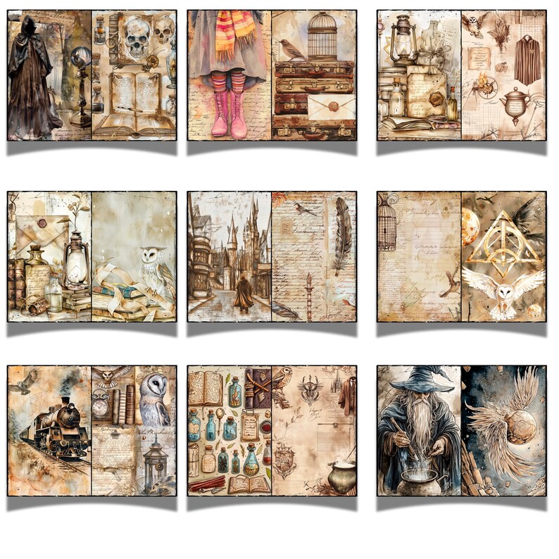 Magic School Junk Journal Bundle, School of Wizards Collage Sheets ...